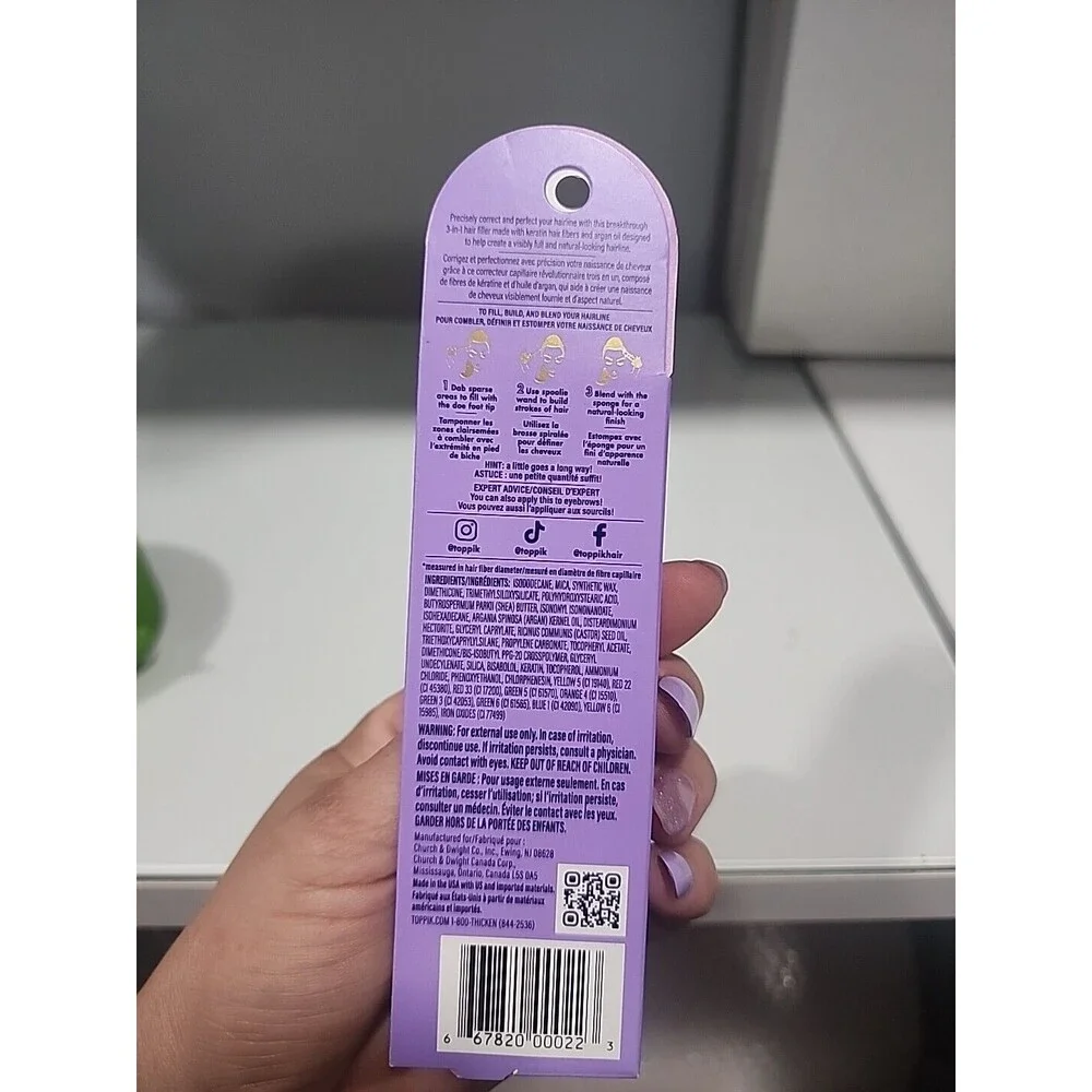 Toppik Fill Me In Hairline Filler Hair Color Root Touchup Fibers Wand BLACK - Picture 2 of 3